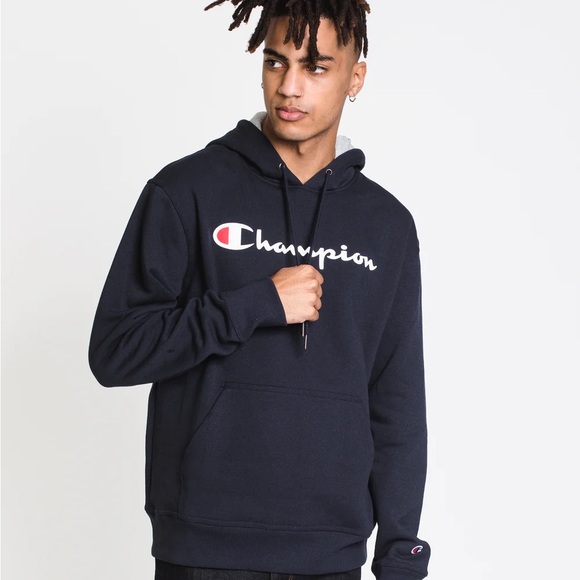 Champion Other - Champion Powerblend Black Graphic Pullover Script Hoodie - Men’s XS